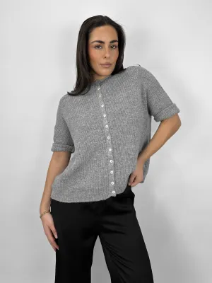Ribbed Knit Short Sleeve Chunky Cardigan