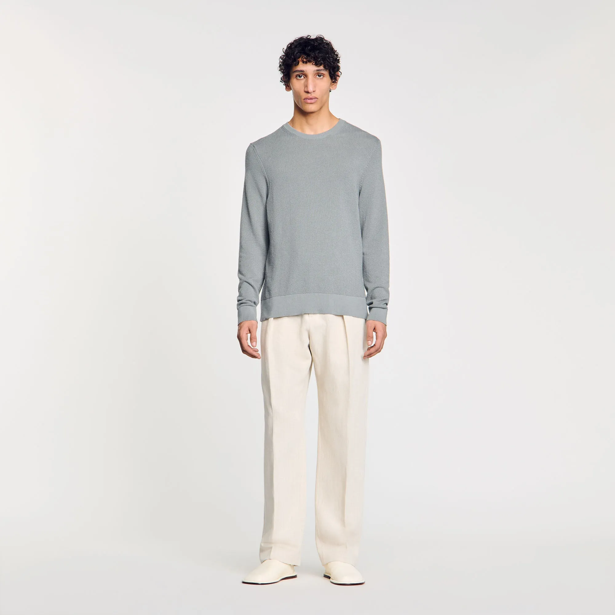 Rice Cotton Textured Knit Jumper Lime