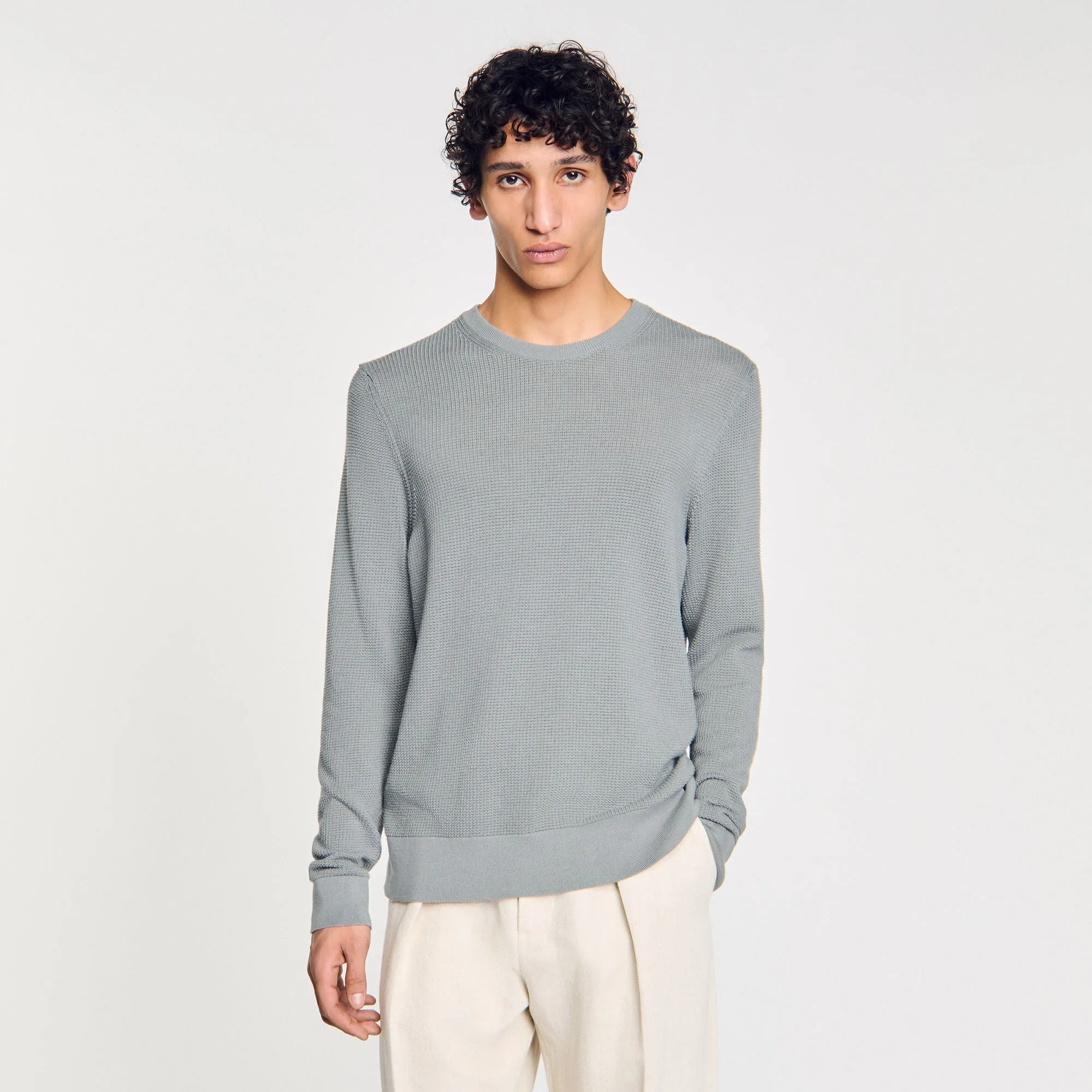 Rice Cotton Textured Knit Jumper Lime