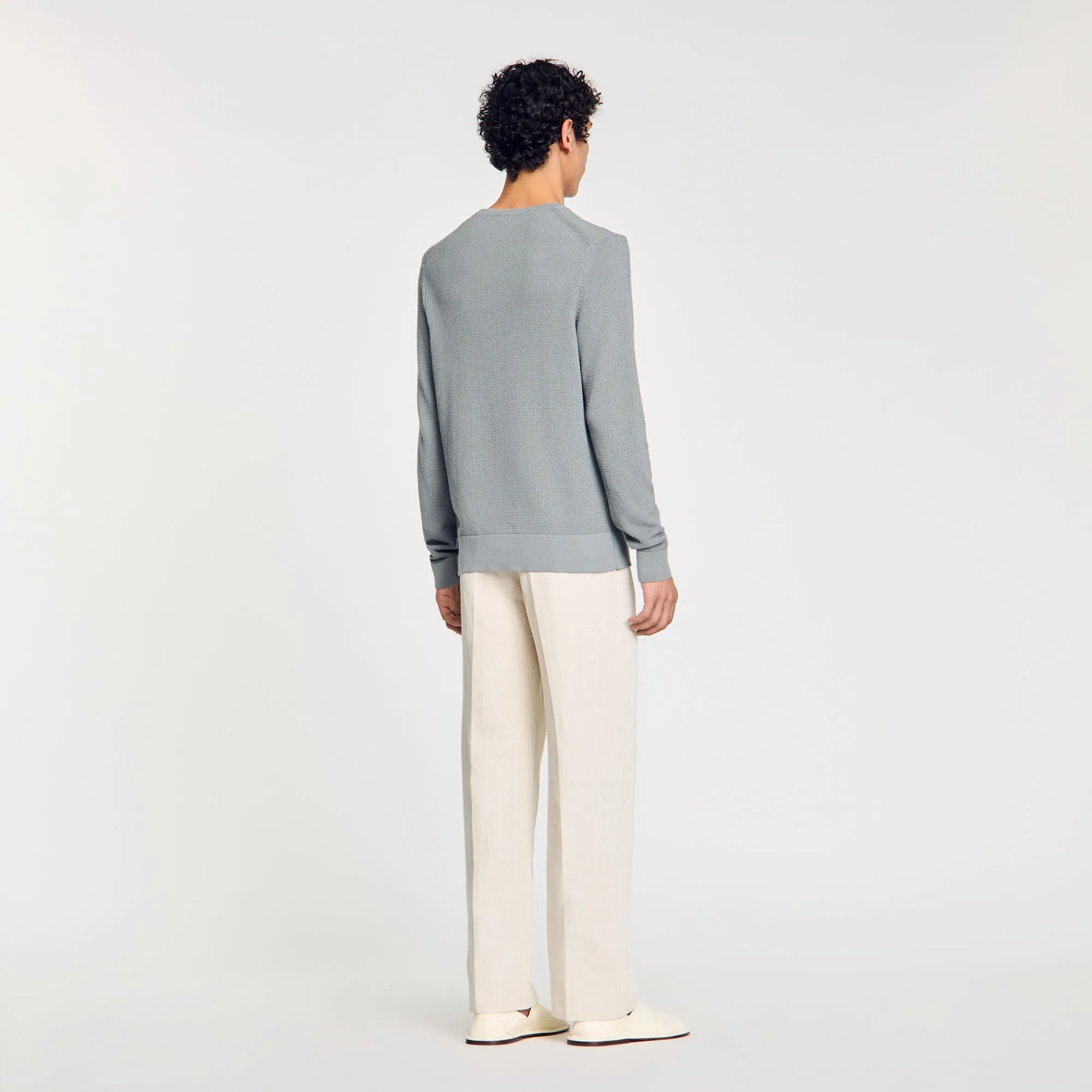 Rice Cotton Textured Knit Jumper Lime