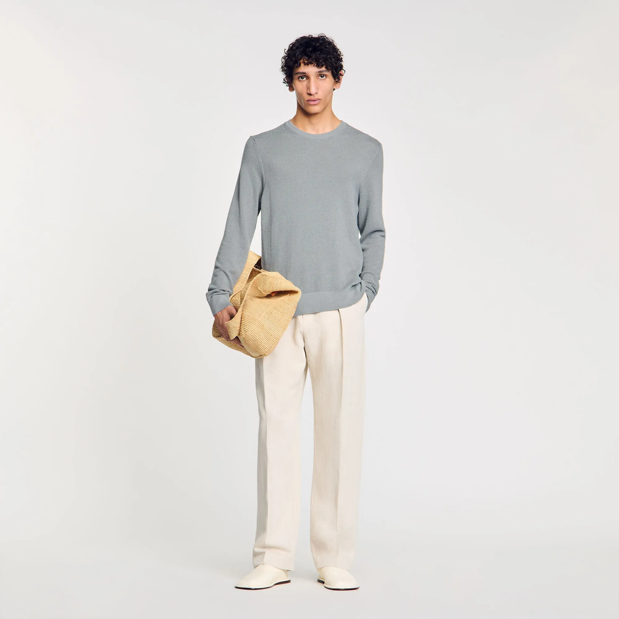 Rice Cotton Textured Knit Jumper Lime