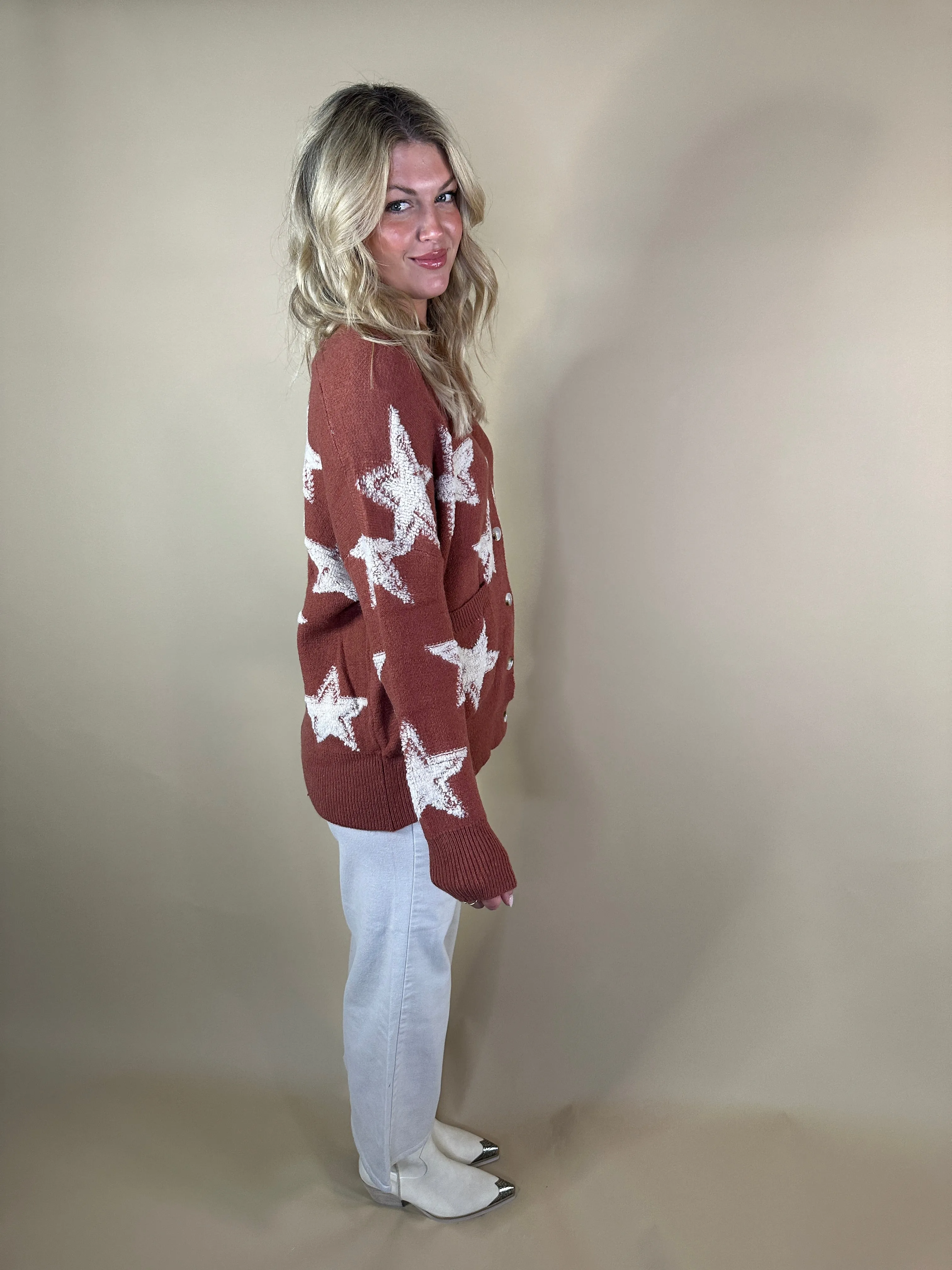 Rust Star Cardigan-Final Sale