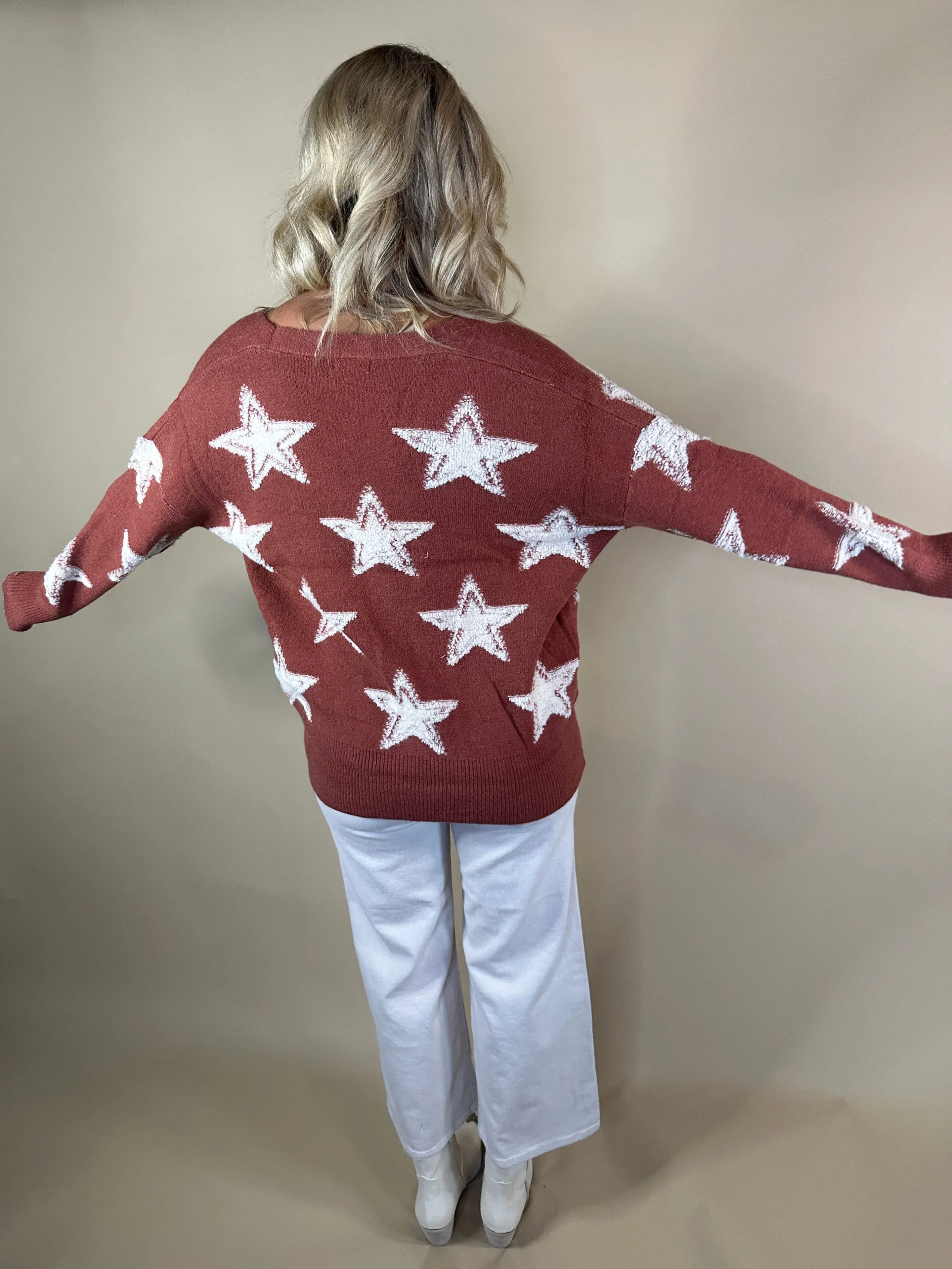Rust Star Cardigan-Final Sale
