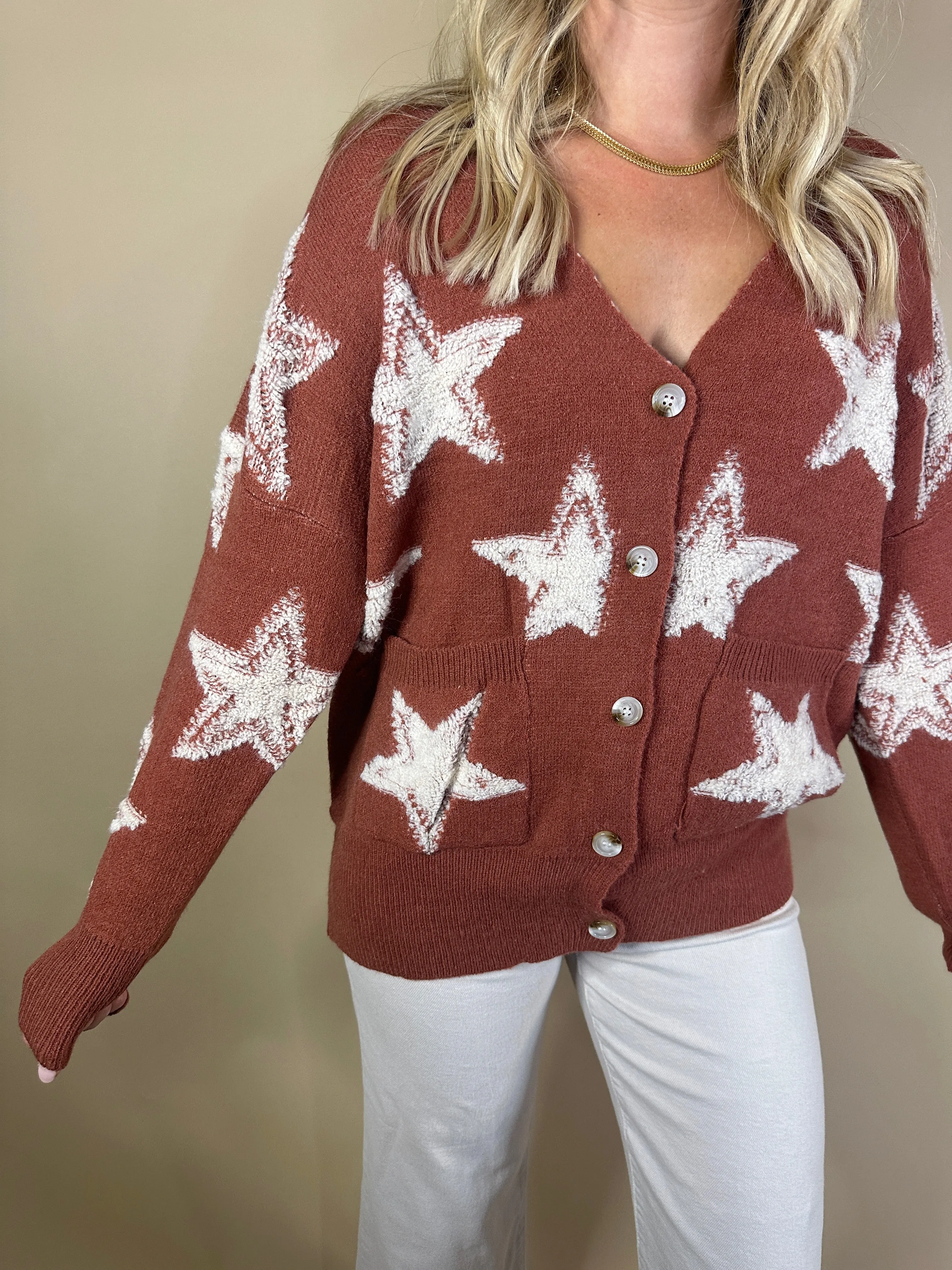 Rust Star Cardigan-Final Sale