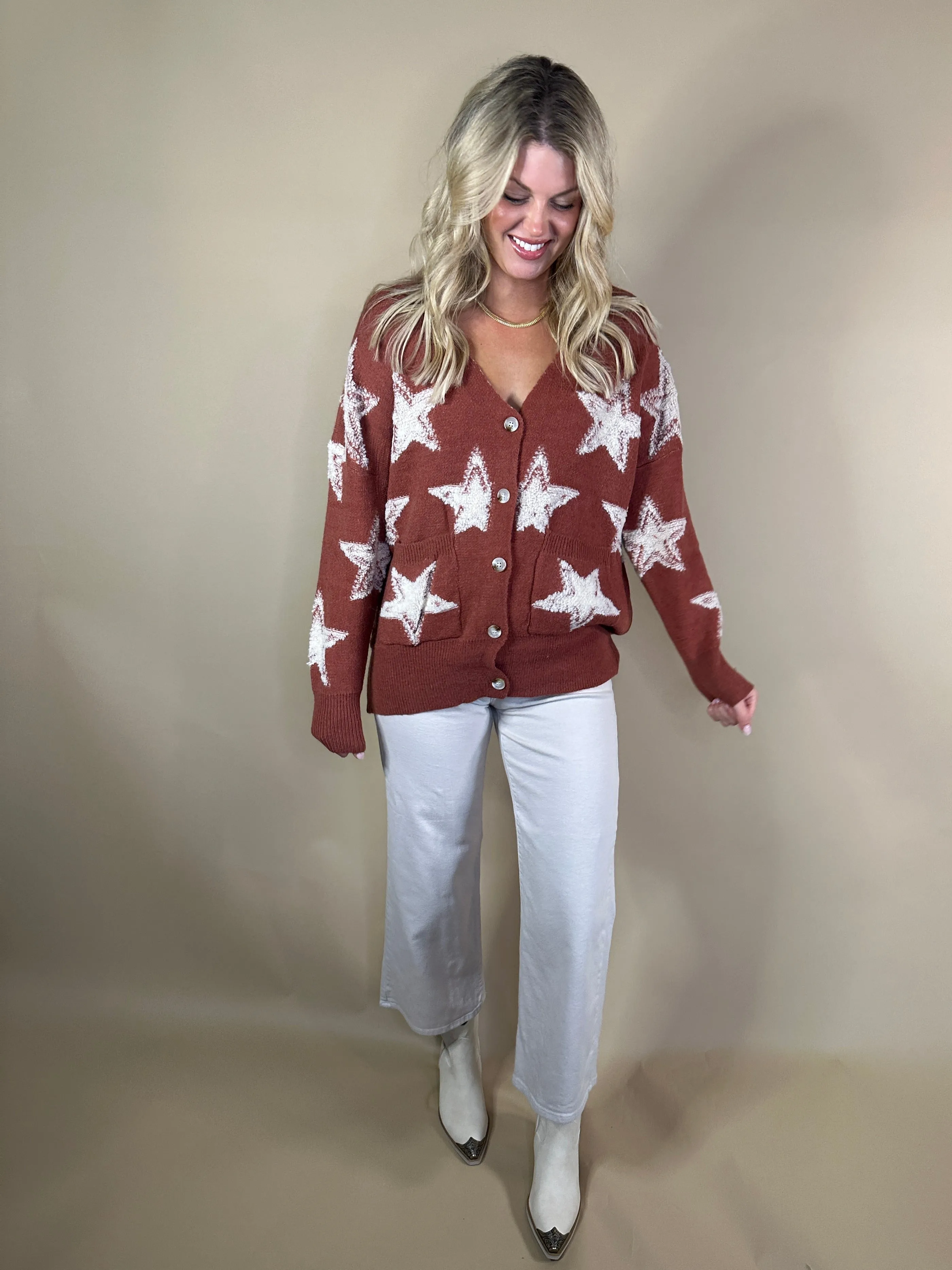 Rust Star Cardigan-Final Sale