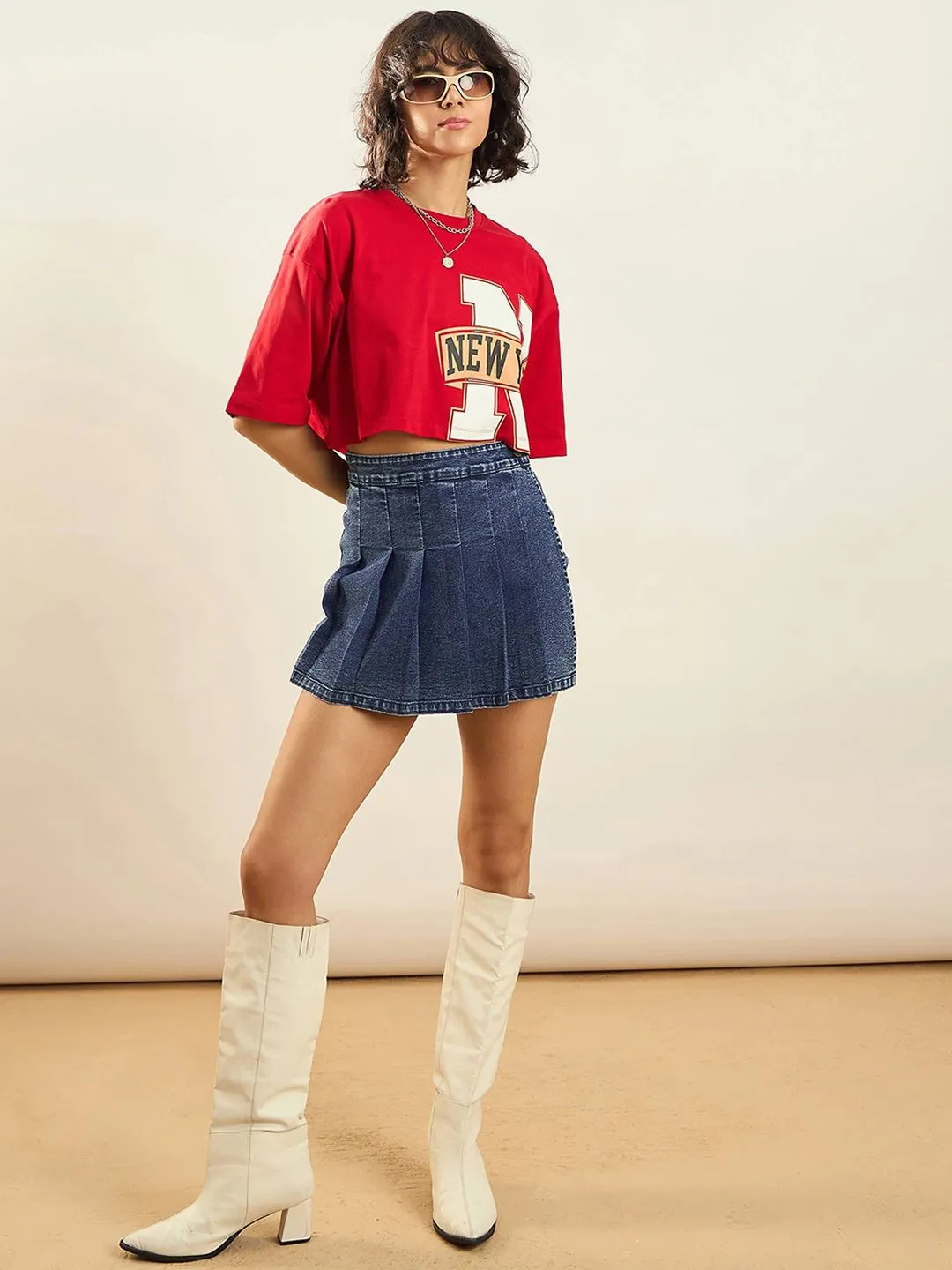 SASSAFRAS Blue Pleated Wrap Mini Skorts