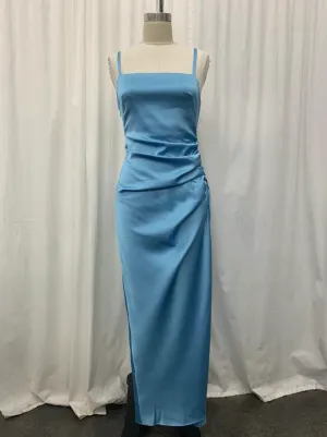 Satin Ruch Tie Side Maxi Dress