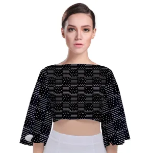 Scars Of The Night Tie Back Butterfly Sleeve Chiffon Top