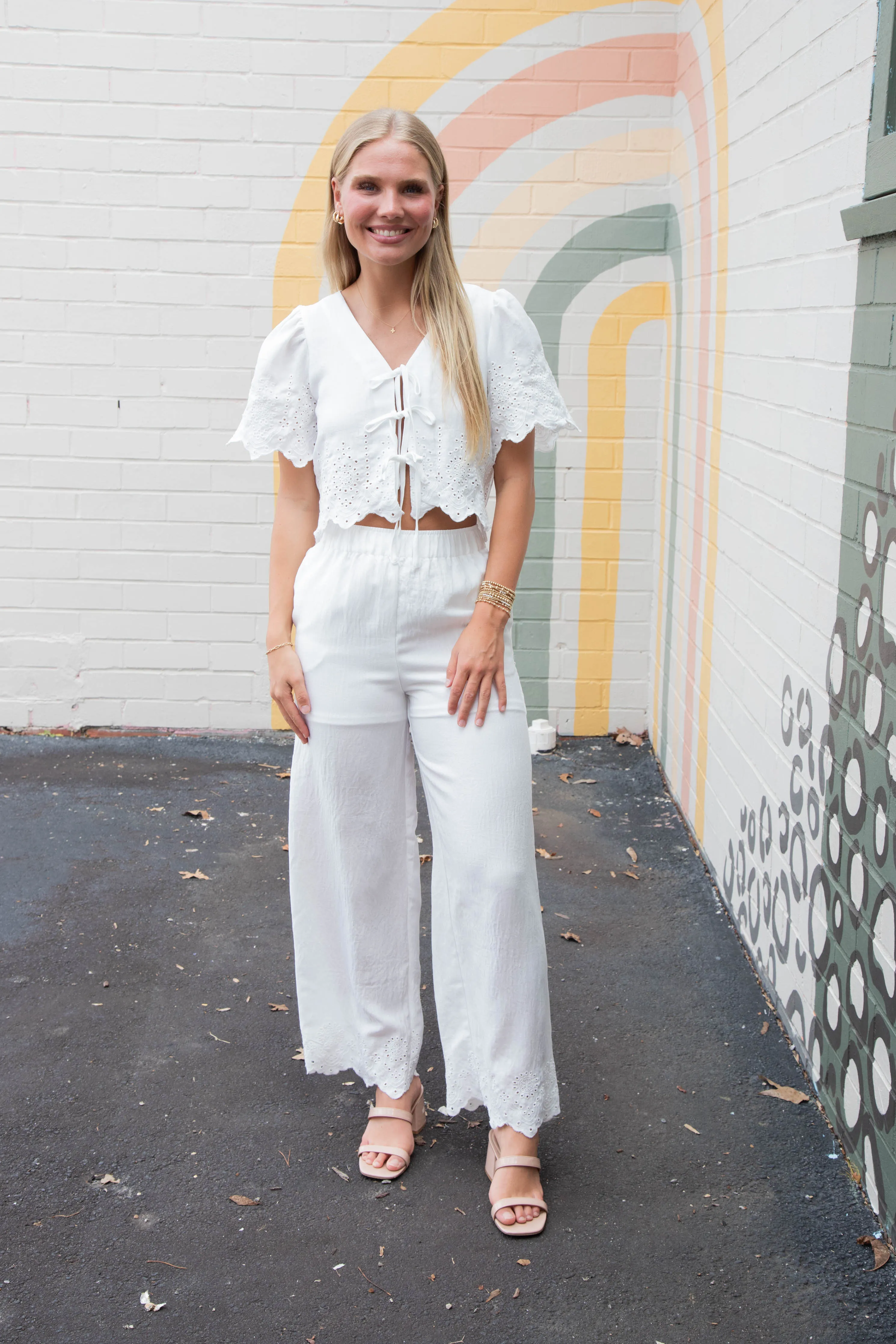 Selah Eyelet Trim Blouse, White