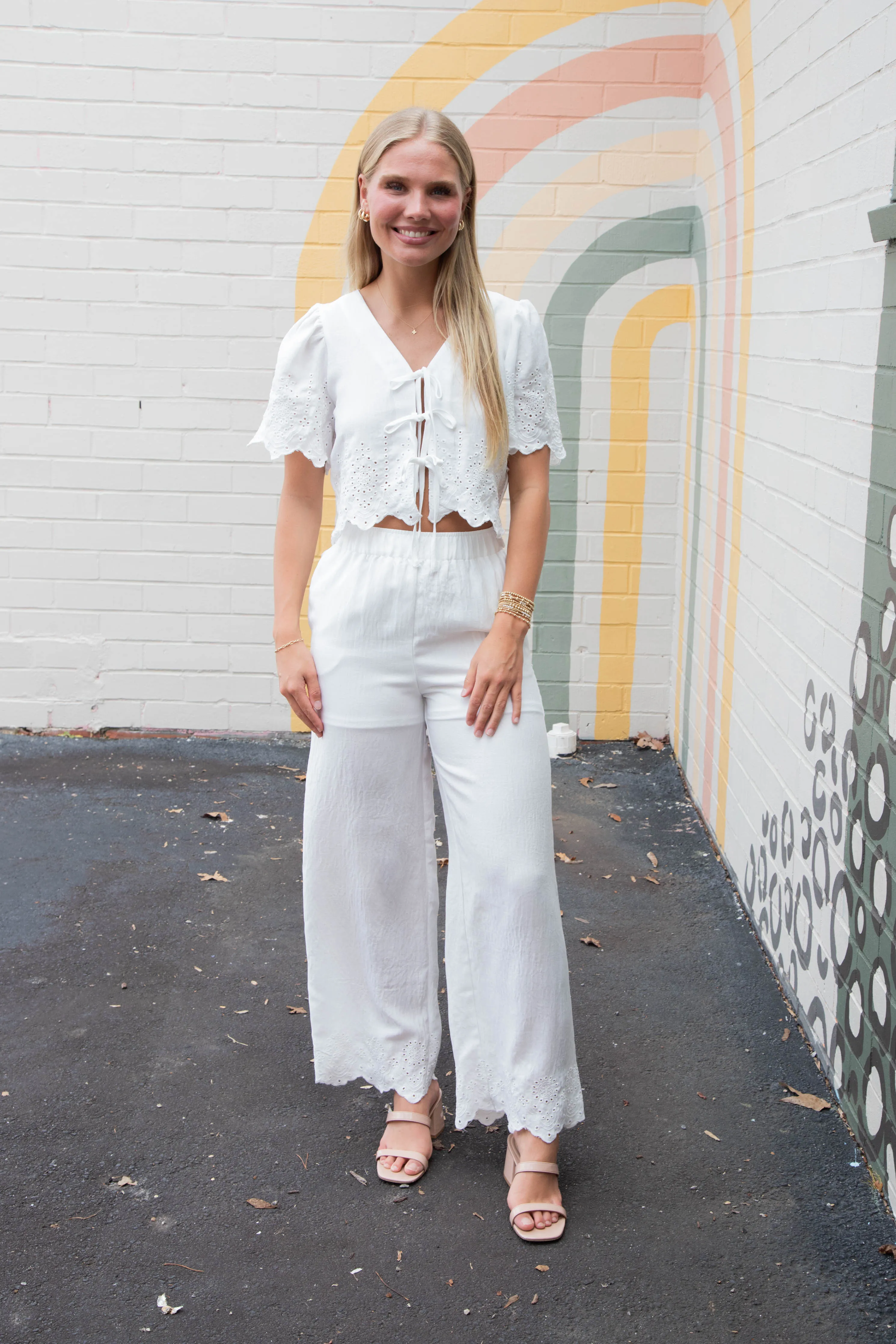 Selah Eyelet Trim Blouse, White