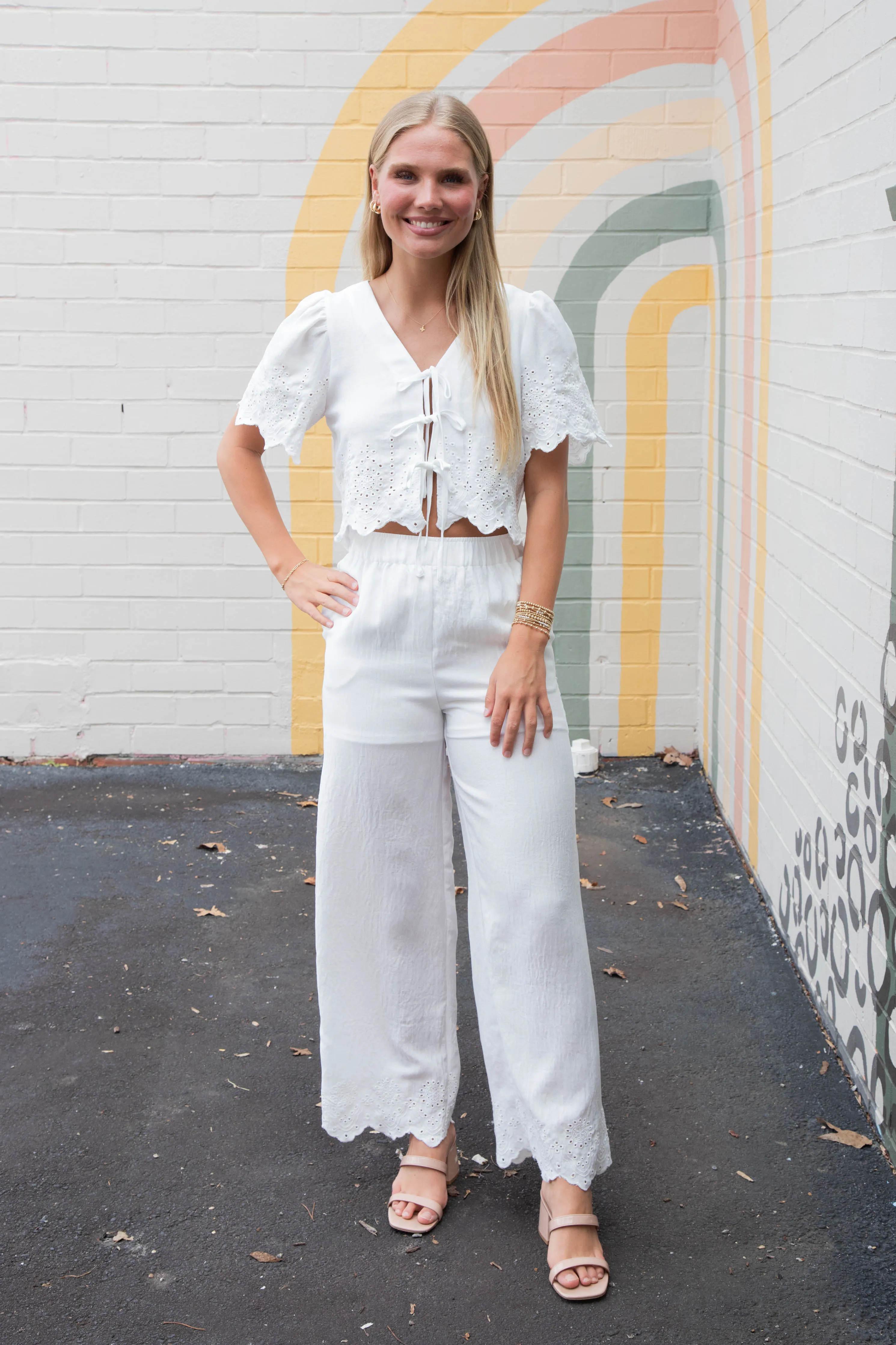 Selah Eyelet Trim Blouse, White