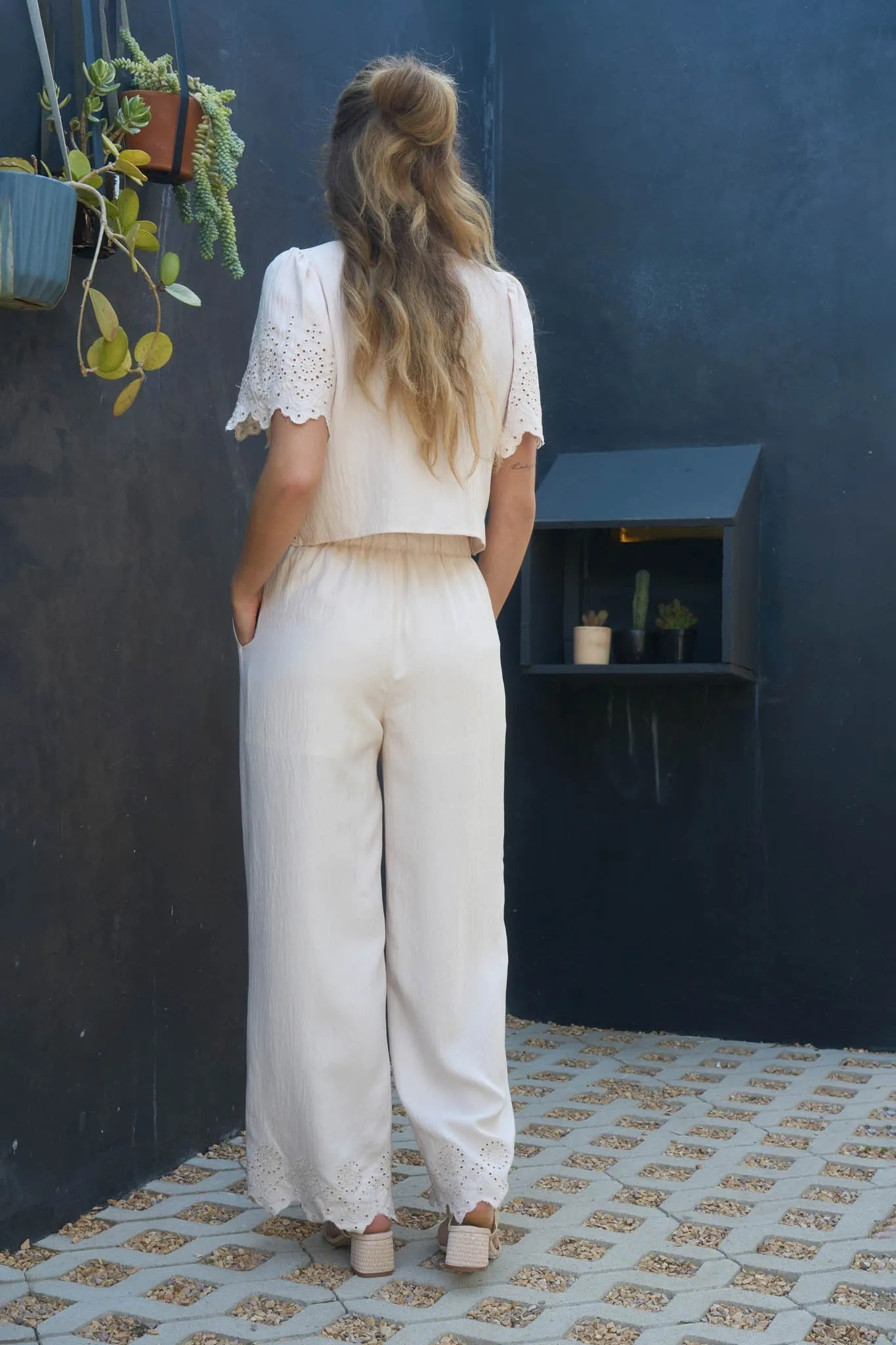 Selah Eyelet Trim Blouse, White