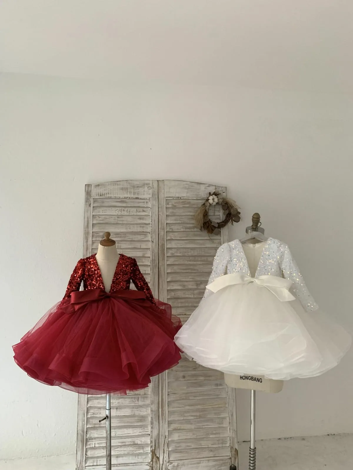 Sequin Tulle V Neck Wedding Party Flower Girl Dress Kids Party Dress TUTU Princess