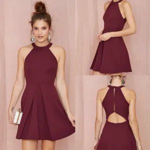 Short Homecoming Dress, Jersey Homecoming Dress, Knee-Length Homecoming Dress, Sleeveless Homecoming Dress, Lovely Junior School Dress, DA846