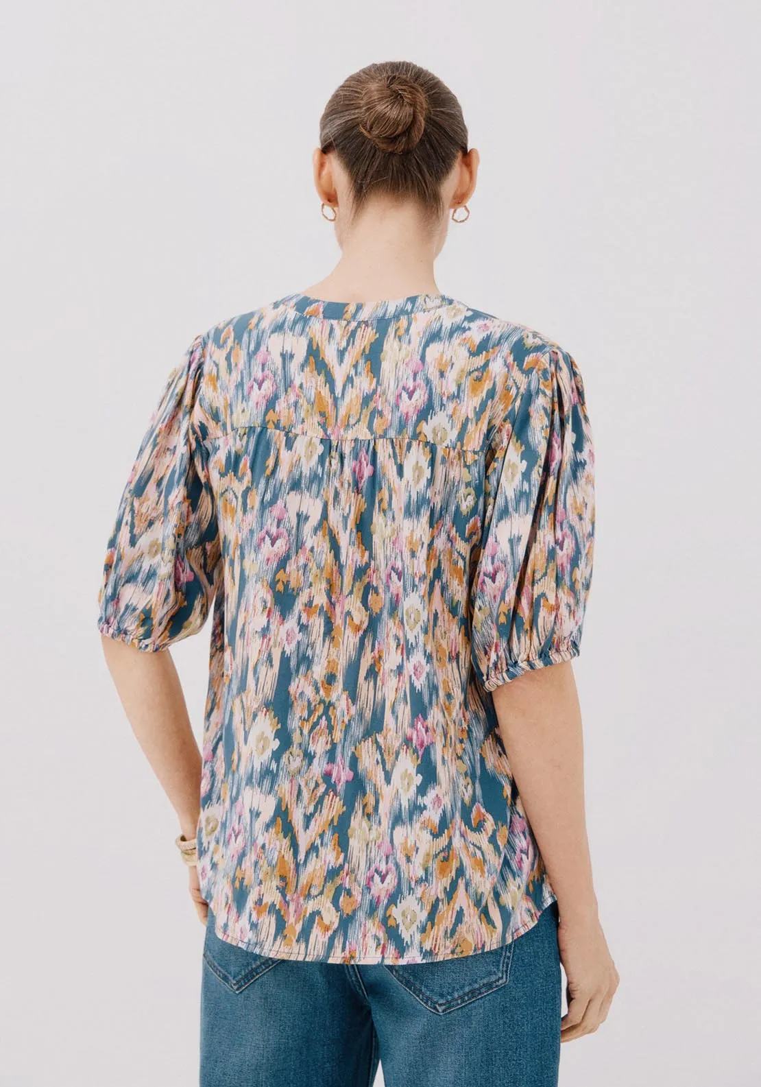 Short-Sleeved Blouse - Blue