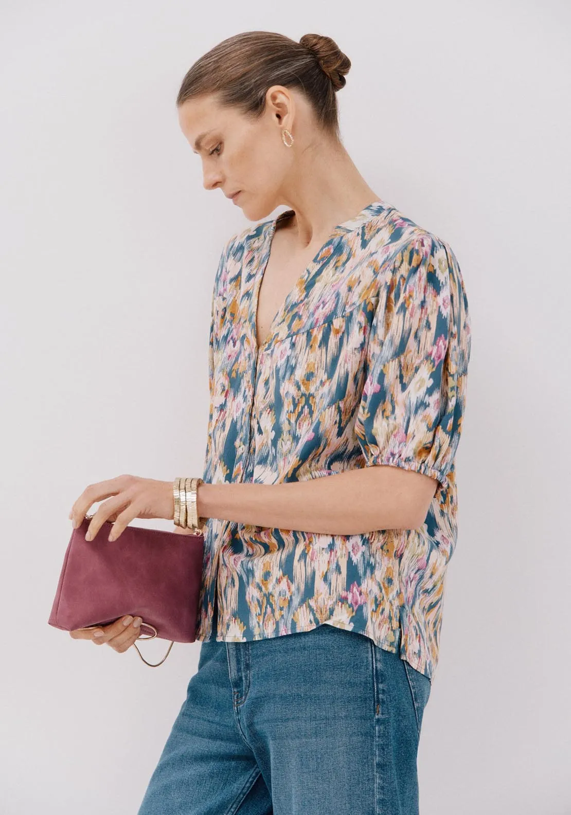 Short-Sleeved Blouse - Blue