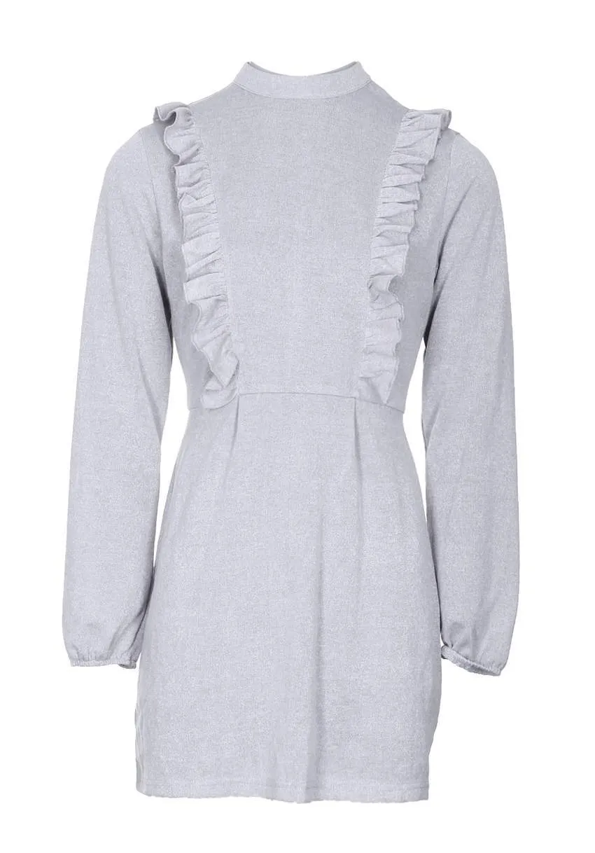 Silver Frill Front Skater Dress