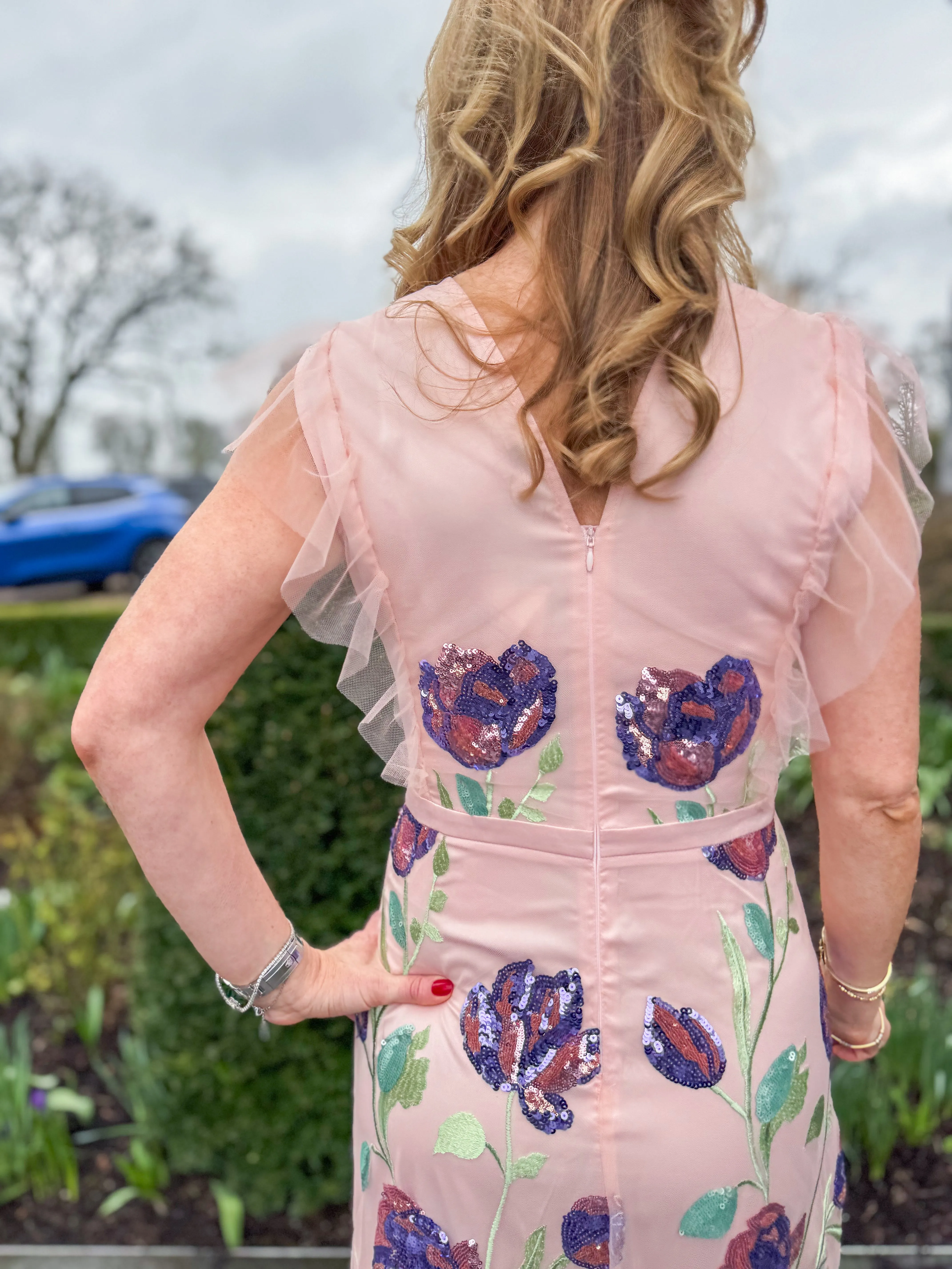 Sisters Dacota Pink Embroidered Floral Occasion Dress