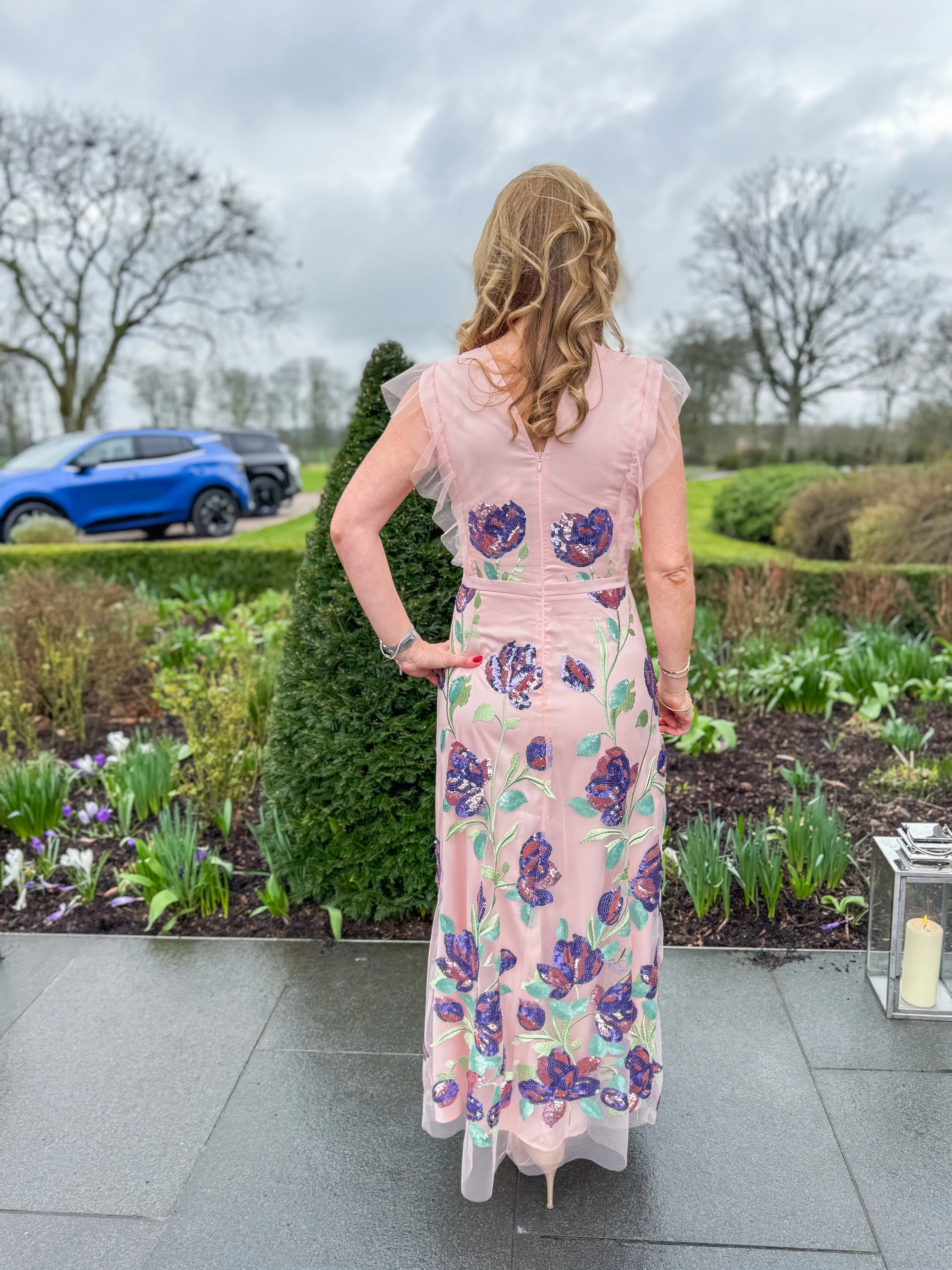 Sisters Dacota Pink Embroidered Floral Occasion Dress