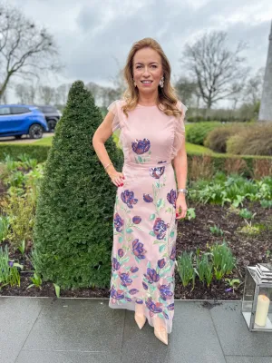Sisters Dacota Pink Embroidered Floral Occasion Dress