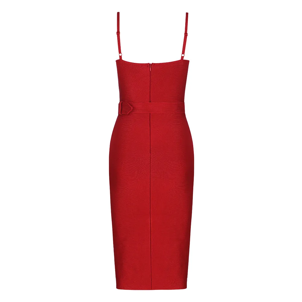 Sleeveless sexy bodycon bandage with belt women fashion summer dress