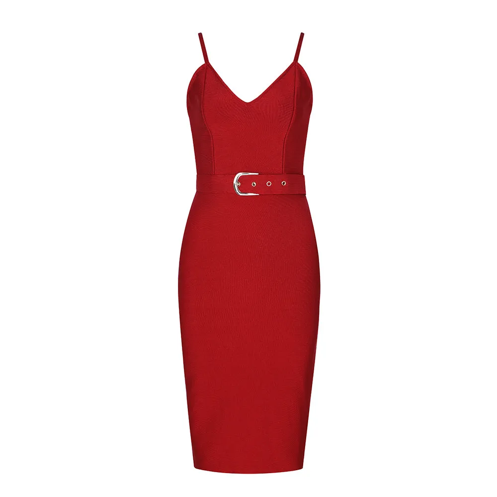 Sleeveless sexy bodycon bandage with belt women fashion summer dress