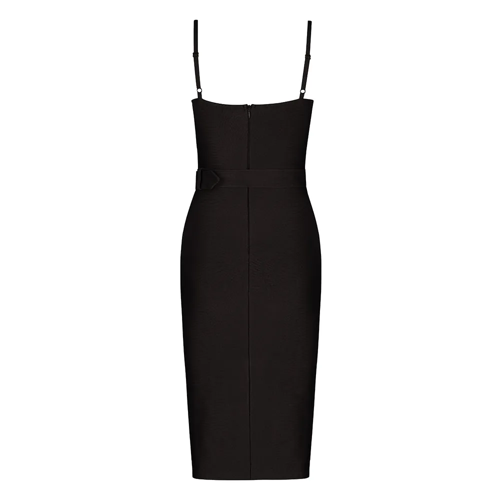 Sleeveless sexy bodycon bandage with belt women fashion summer dress