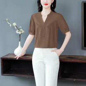 Slinky Shirred Blouse for Effortless Casual Style