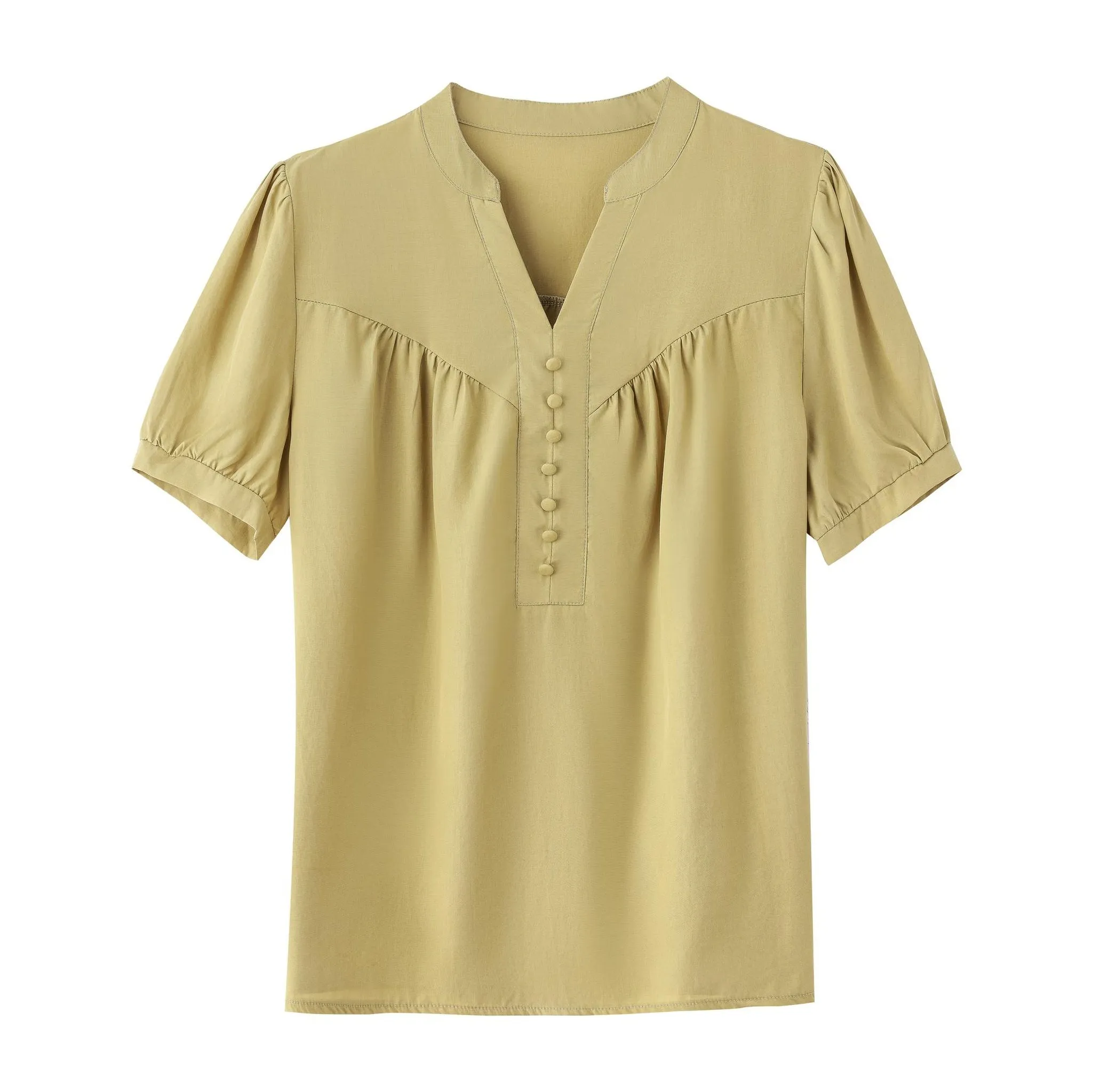 Slinky Shirred Blouse for Effortless Casual Style