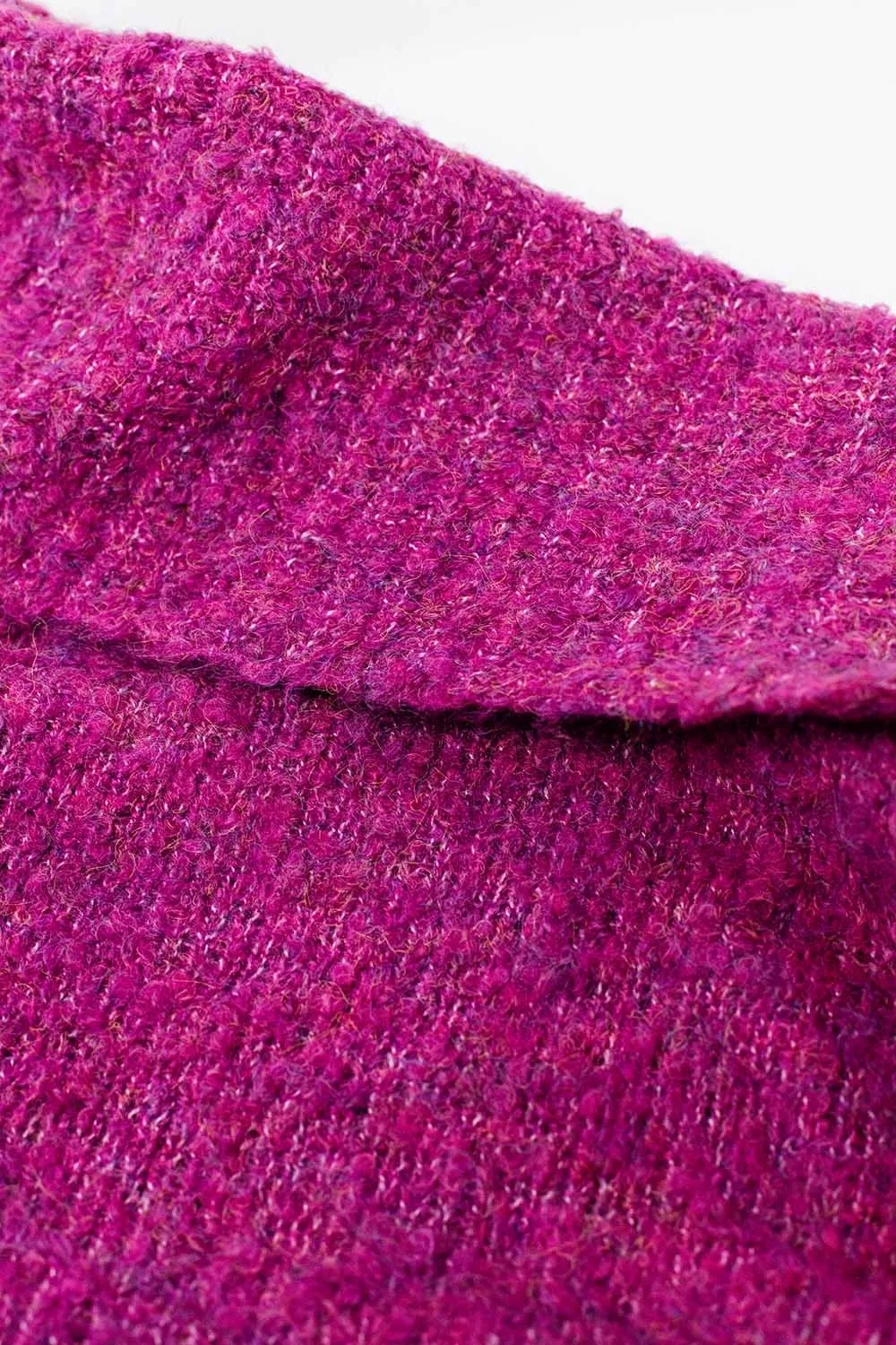 soft knitted high neck sweater in fucshia color
