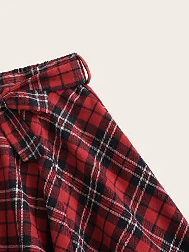 SOLY HUX Girl's Plaid High Waist Flared Mini Skater Skirt