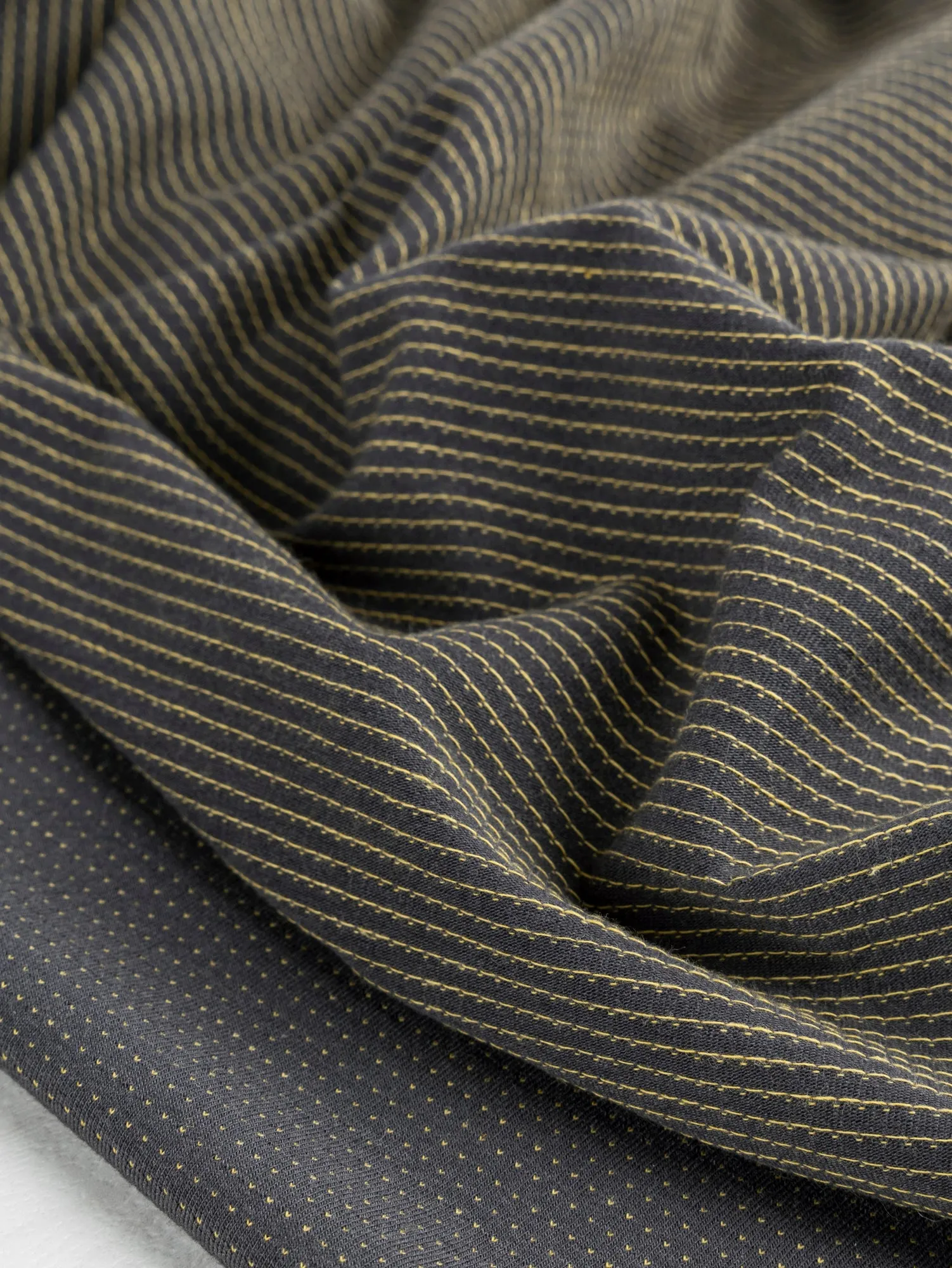Stitch Cotton Poly Blend Stretch Knit Deadstock - Grey   Yellow