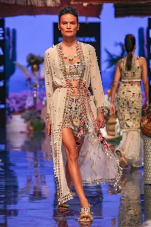 Stone Embroidered Jacket Set