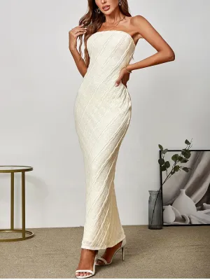 Strapless Jacquard Double Layer Dress