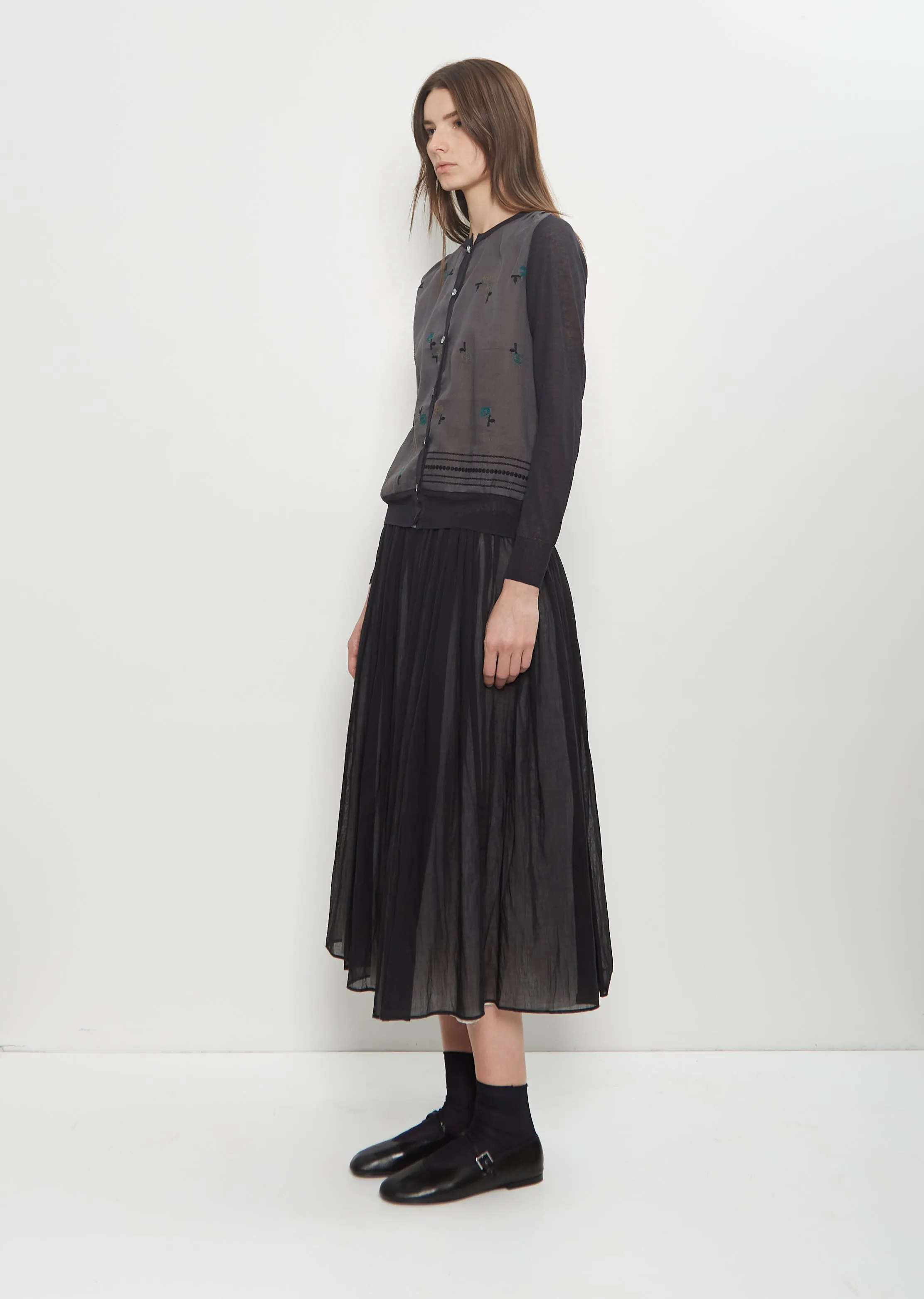 Stretch Cotton Cardigan — Charcoal