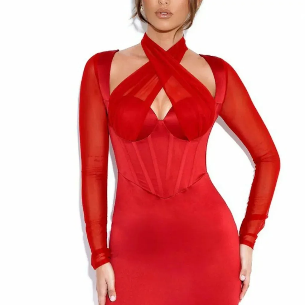 Stretch Satin Mini Dress