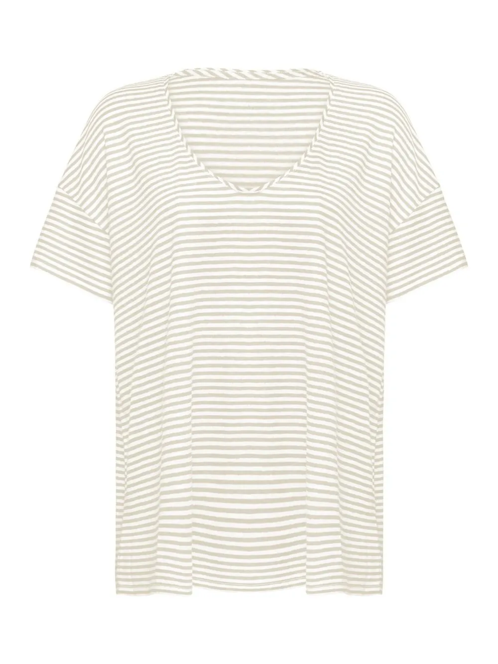 Striped Linen V-Neck T-Shirt