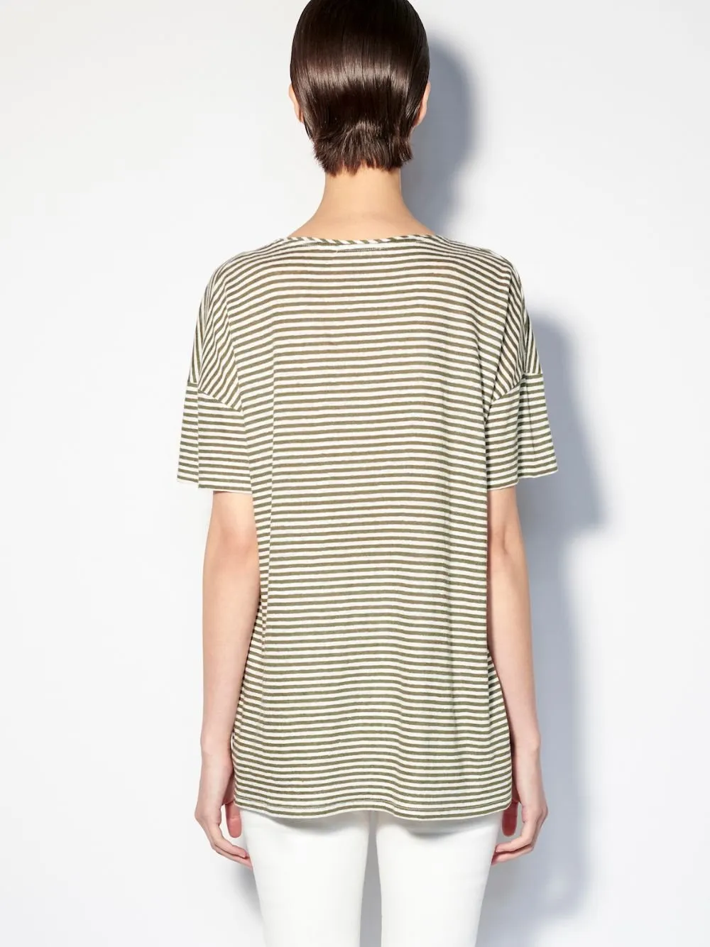 Striped Linen V-Neck T-Shirt