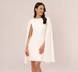 Structured Cape Sheath Dress In Ivory