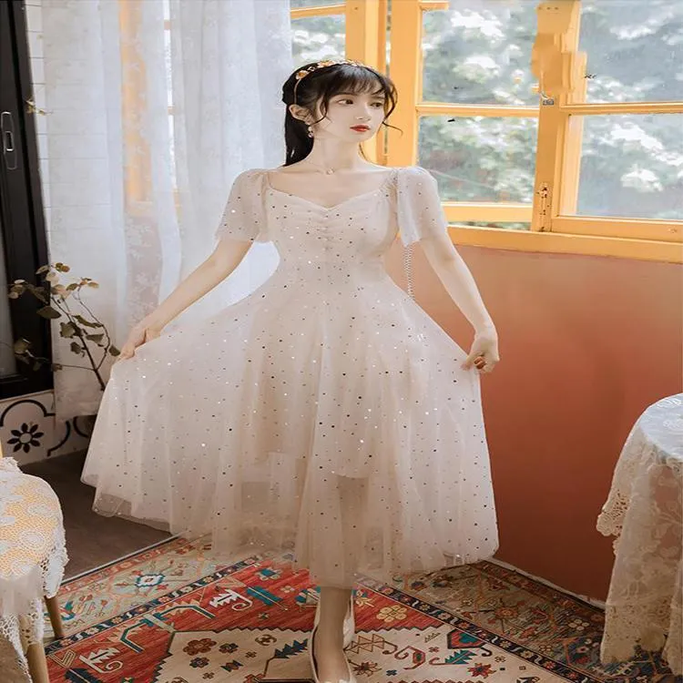 Summer Super Fairy Dress Fairy Long Skirt Mesh Chiffon Palace Can Be Sweet and Salt Princess Dress Gentle