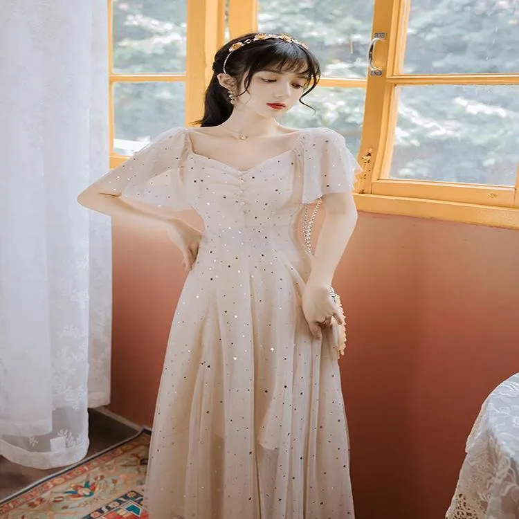 Summer Super Fairy Dress Fairy Long Skirt Mesh Chiffon Palace Can Be Sweet and Salt Princess Dress Gentle