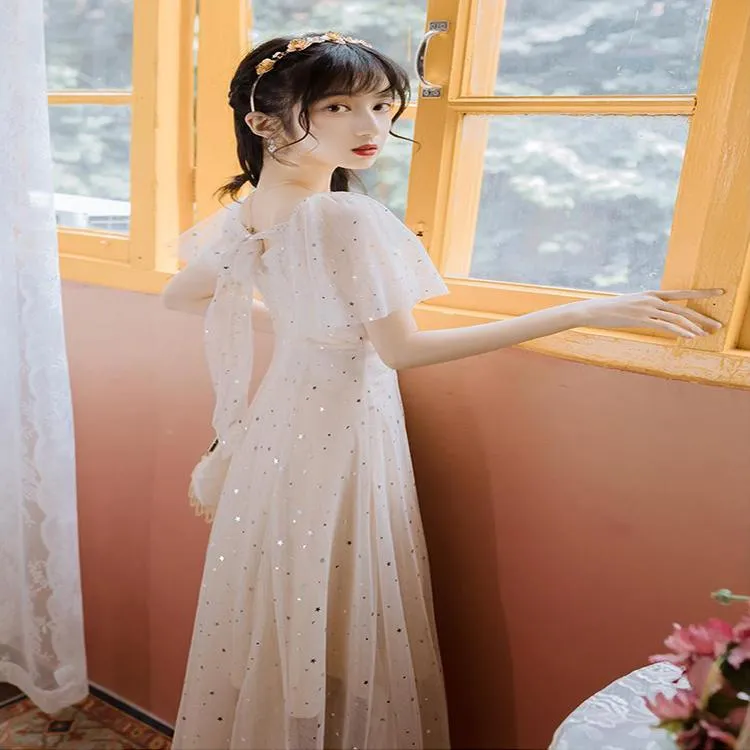 Summer Super Fairy Dress Fairy Long Skirt Mesh Chiffon Palace Can Be Sweet and Salt Princess Dress Gentle