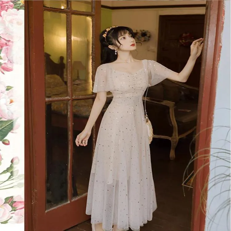 Summer Super Fairy Dress Fairy Long Skirt Mesh Chiffon Palace Can Be Sweet and Salt Princess Dress Gentle