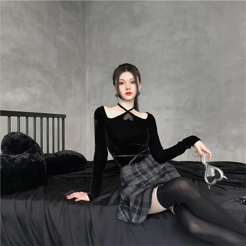 Sweet Cool Black and Gray Check Skirt