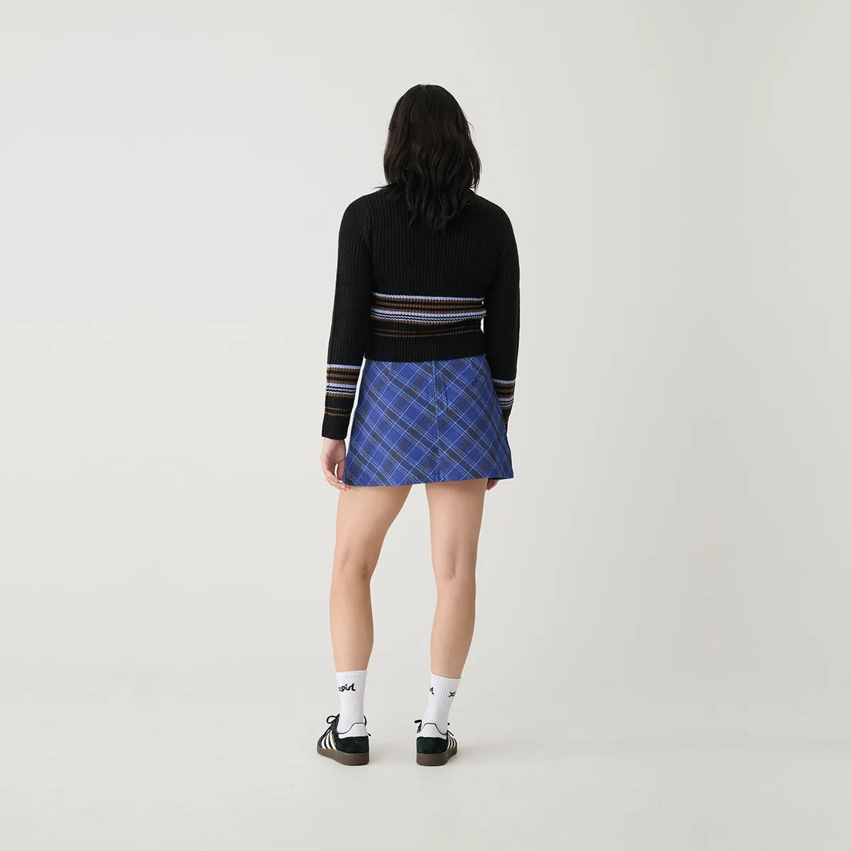 Tartan Plaid Mini Skirt - Cobalt