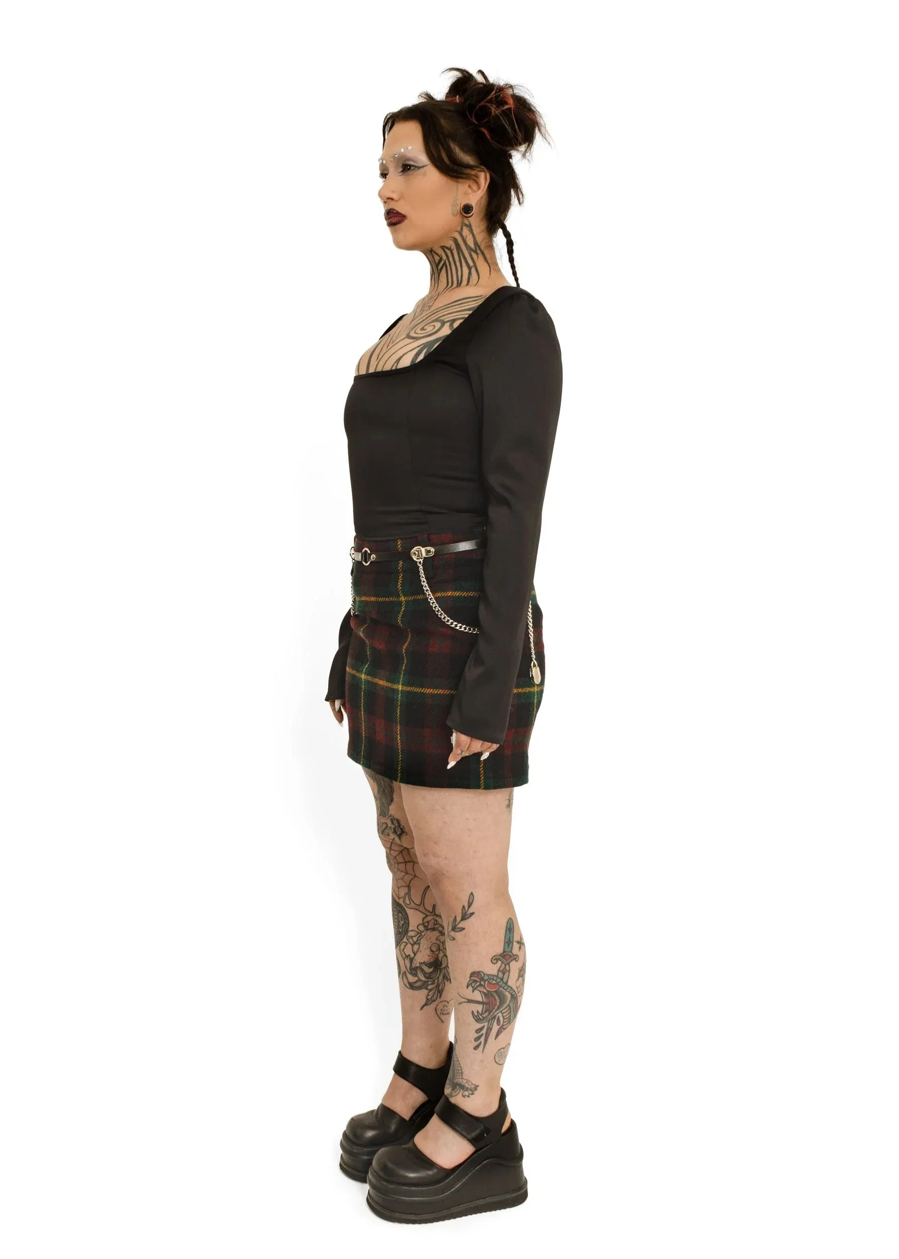 Tartan wool/ alpaca blend mini skirt