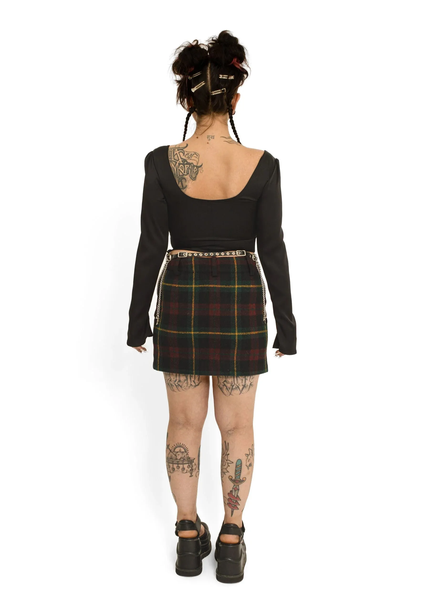 Tartan wool/ alpaca blend mini skirt