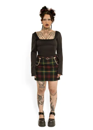 Tartan wool/ alpaca blend mini skirt