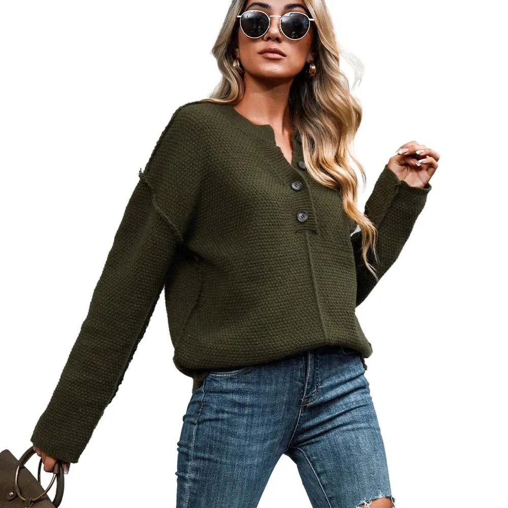 Textured Half-Button Sweater