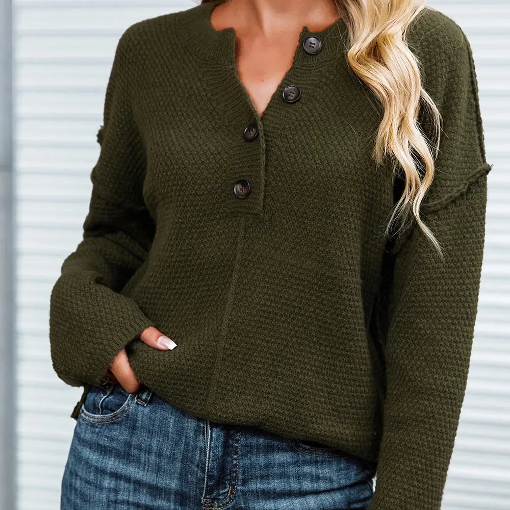Textured Half-Button Sweater